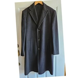 Lord & Taylor Black Brown 1826 Men's Wool-Cashmere Topcoat/Overcoat, 40R